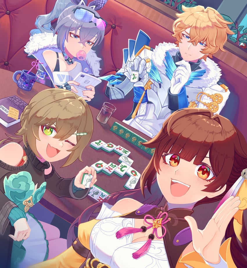 silver wolf, qingque, sushang, and gepard landau (honkai and 1 more) drawn by laggingthyme
