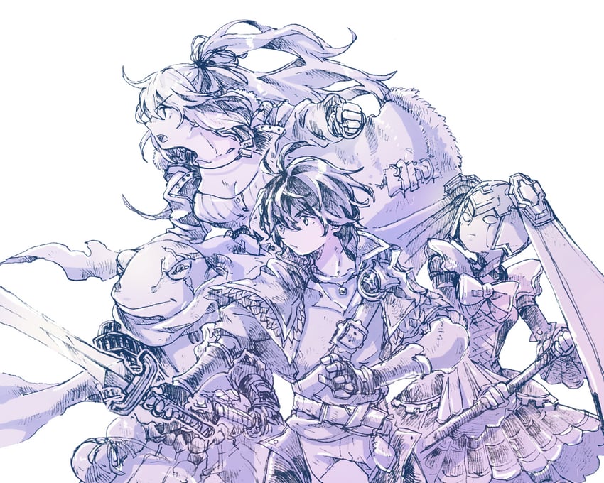 aldo, amy, cyrus, and riica (another eden) drawn by michibata_65