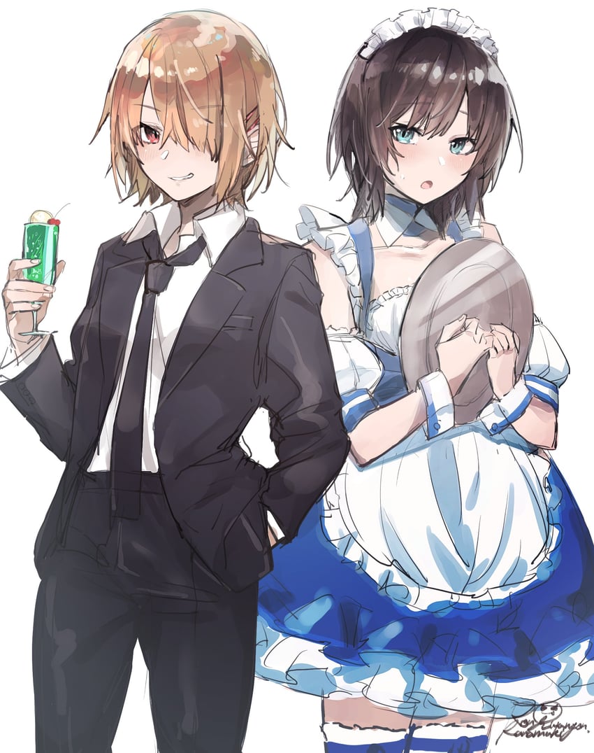 kayamori ruka and aoi erika (heaven burns red) drawn by kanamaki_(siluxd_makiront)