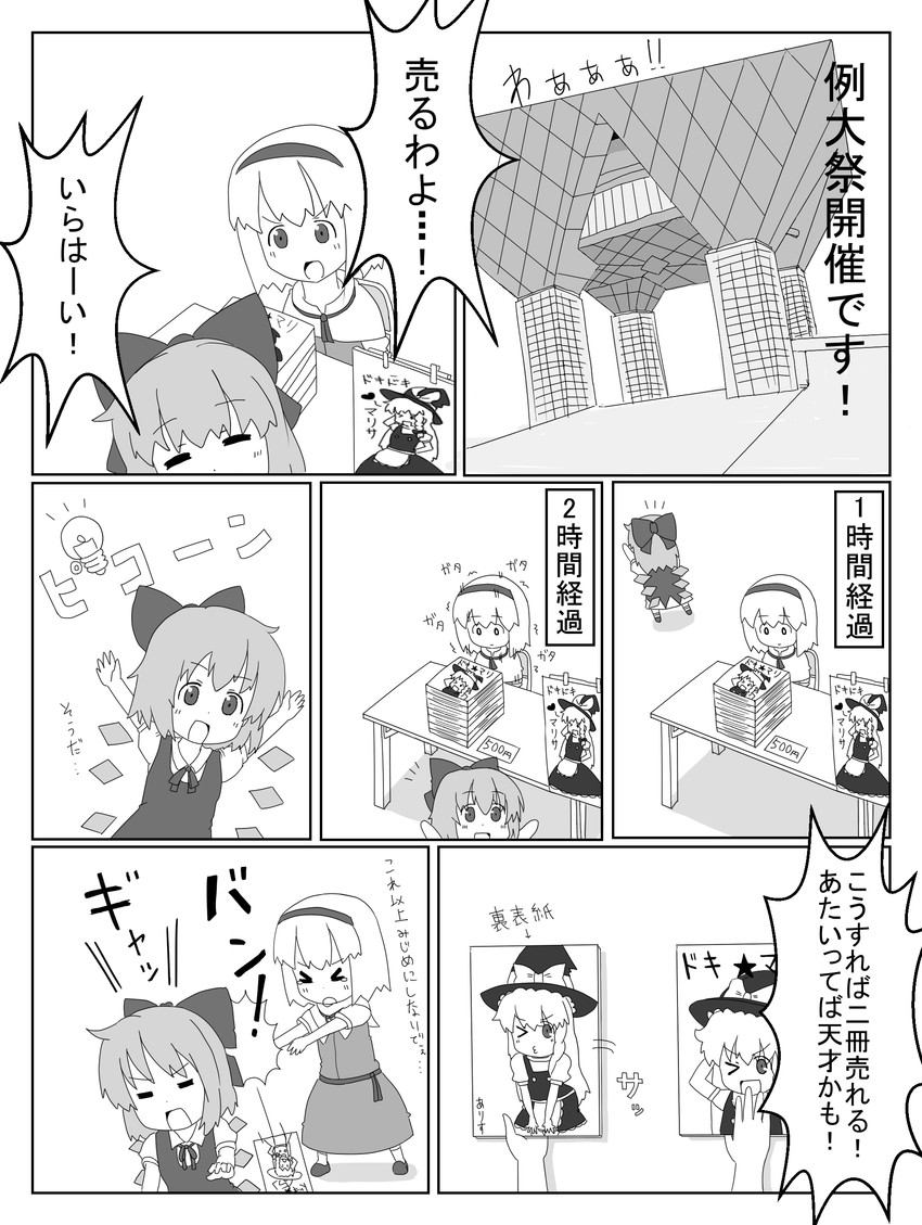 kirisame marisa, alice margatroid, and cirno (touhou) drawn by yuureidoushi_(yuurei6214)