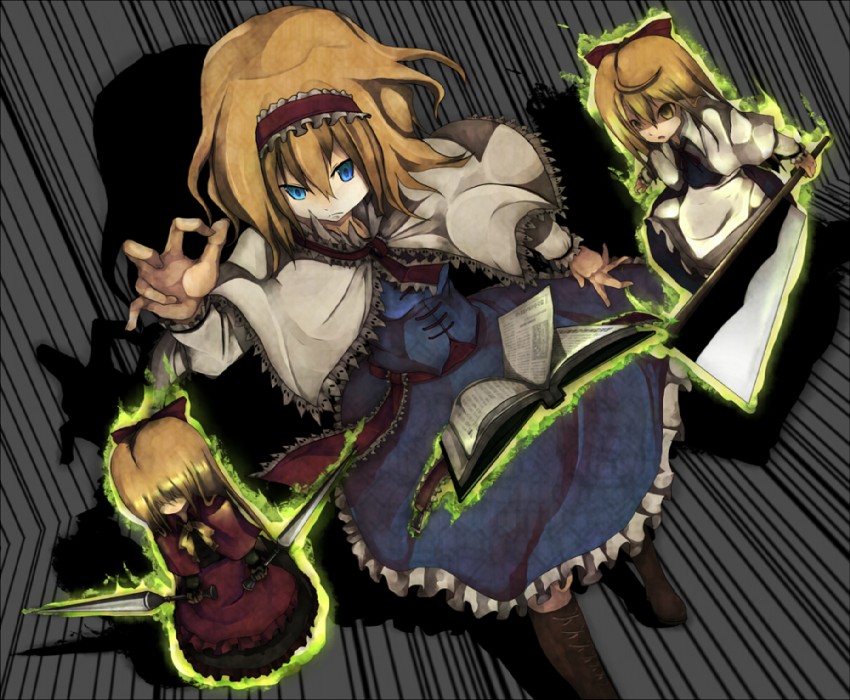 alice margatroid, shanghai doll, and hourai doll (touhou) drawn by tokoroten_(hmmuk)