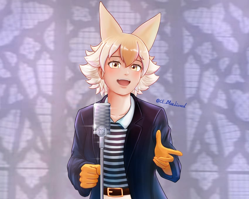 coyote and rick astley (kemono friends and 2 more) drawn by ce_bluelizard