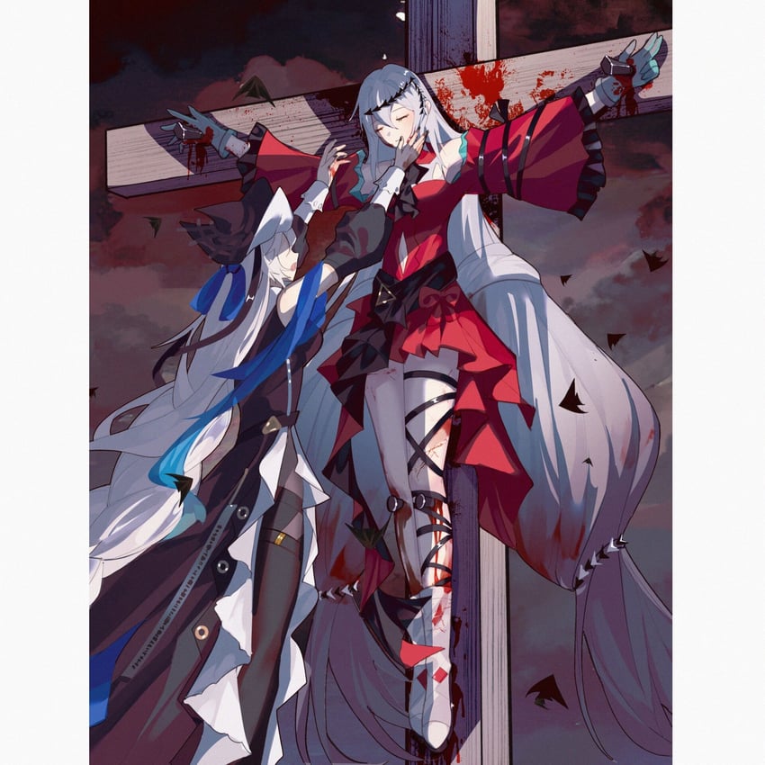 skadi, specter, and skadi the corrupting heart (arknights) drawn by ampheta