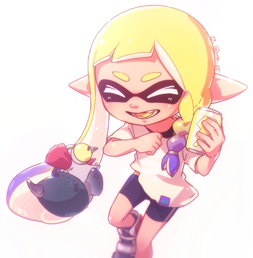 inkling player character, inkling girl, smallfry, and veronika (splatoon and 1 more) drawn by uta_25