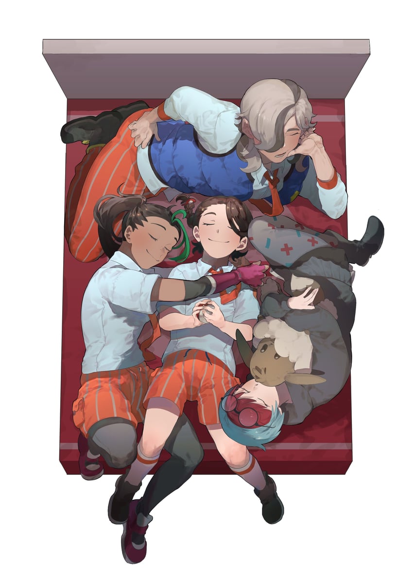 juliana, nemona, arven, and penny (pokemon and 1 more) drawn by woeyamcha