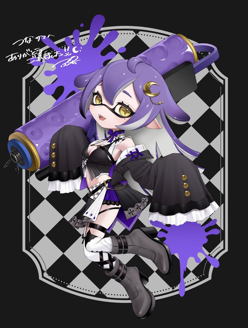 inkling player character and inkling girl (splatoon and 1 more) drawn by puchiman