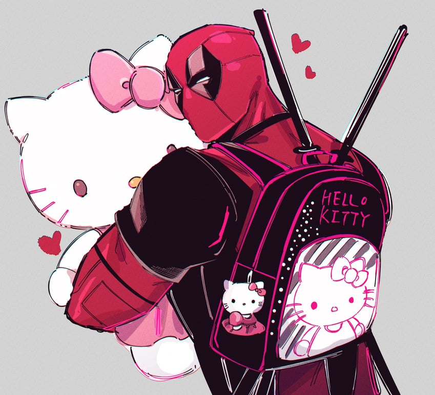 deadpool and hello kitty (marvel and 3 more) drawn by suzumesuzume8