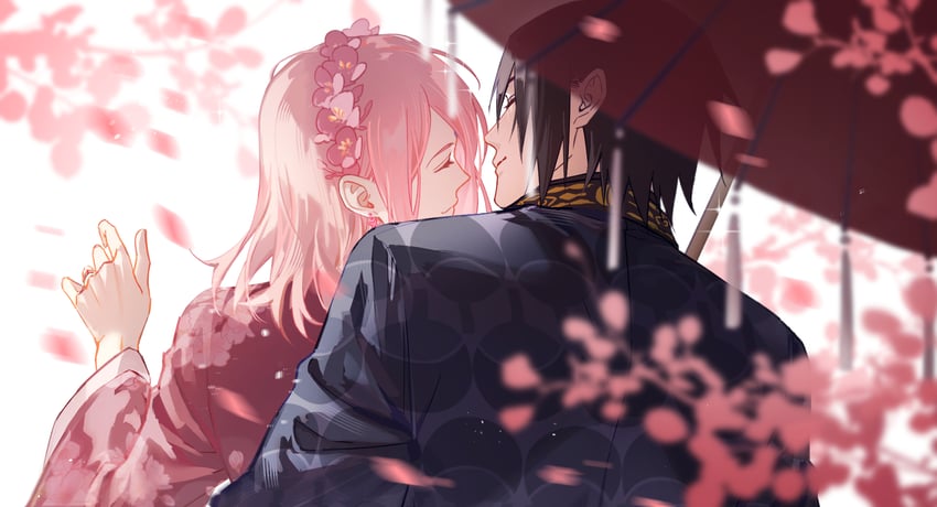 haruno sakura and uchiha sasuke (naruto and 1 more) drawn by jun_(kokage)