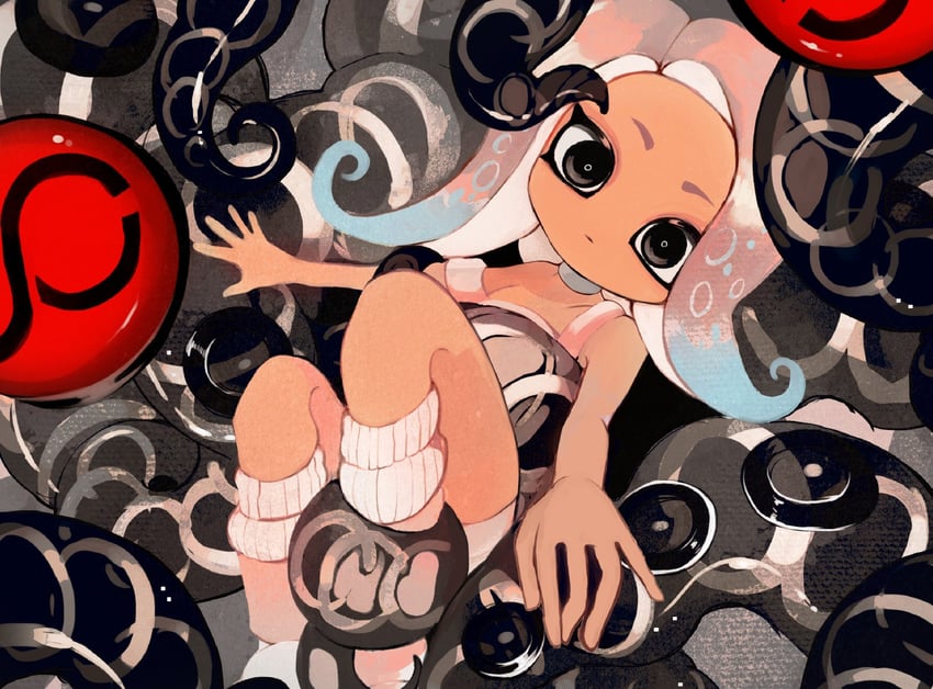 octoling player character, octoling girl, agent 8, and overlorder (splatoon and 2 more) drawn by li04r