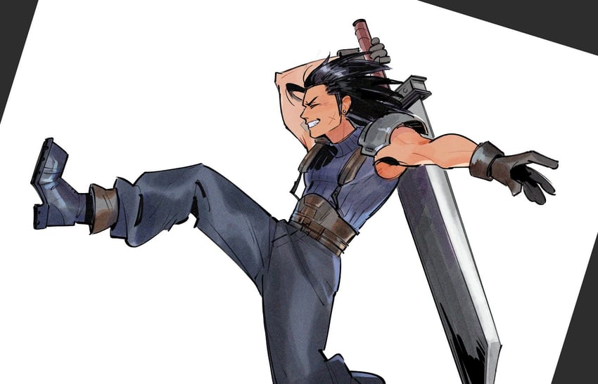 zack fair (final fantasy and 3 more) drawn by unlckdrat