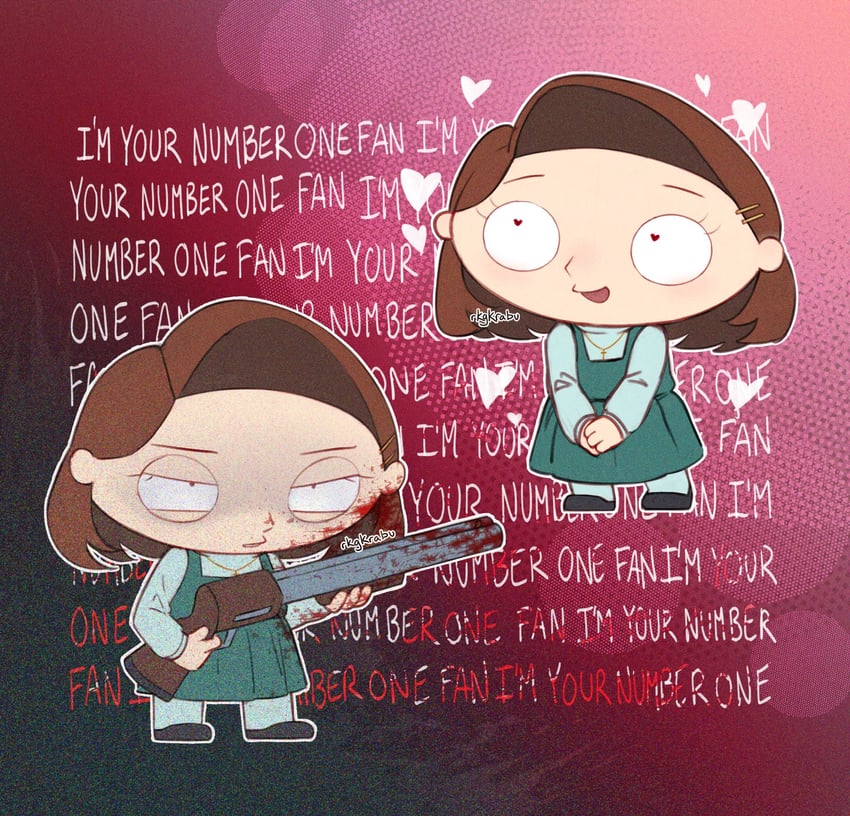 stewie griffin and annie wilkes (family guy and 1 more) drawn by rkgkrabu
