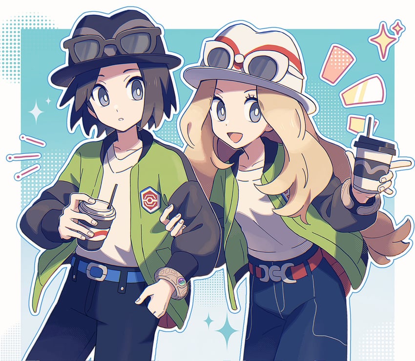 serena, calem, harmony, and paxton (pokemon and 2 more) drawn by choco-reto_(xusagix)