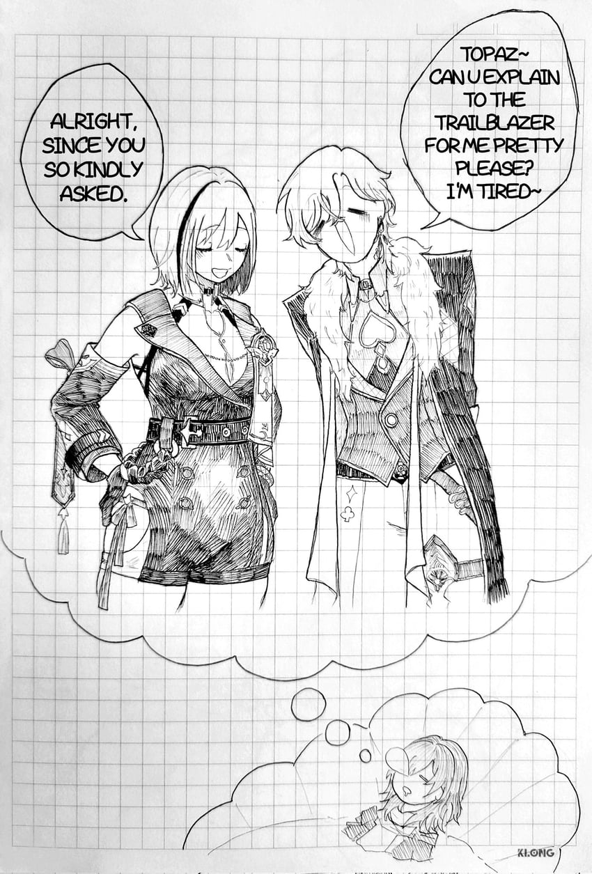 trailblazer, stelle, aventurine, and topaz (honkai and 1 more) drawn by secvirgo