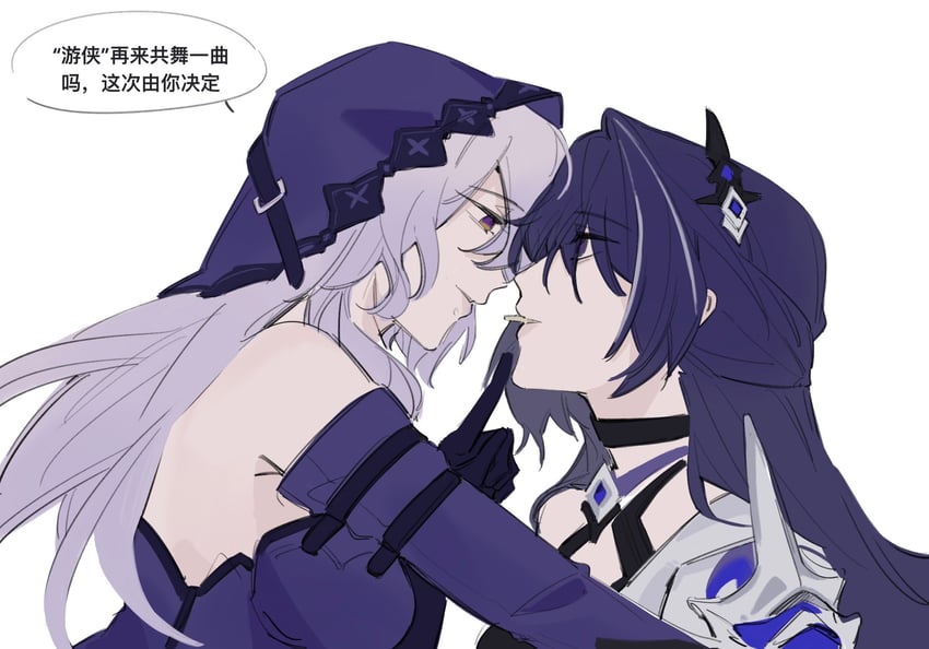 acheron and black swan (honkai and 1 more) drawn by sixteenmiao