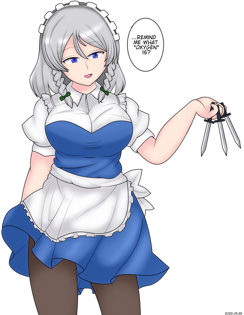 izayoi sakuya (touhou and 1 more) drawn by spirallightning