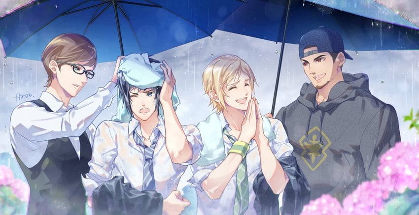 noctis lucis caelum, gladiolus amicitia, prompto argentum, and ignis scientia (final fantasy and 1 more) drawn by hinoe_(dd_works)