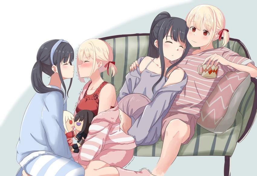 nishikigi chisato and inoue takina (lycoris recoil) drawn by chai_haru