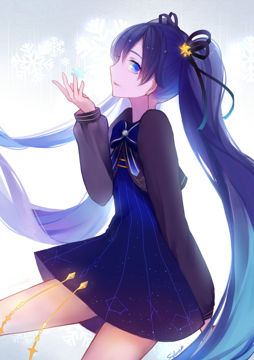 hatsune miku and yuki miku (vocaloid) drawn by sylvia_(huajiuhuajiu)