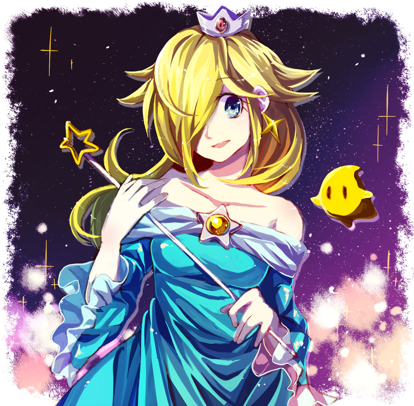 rosalina and luma (mario and 1 more) drawn by hanaon