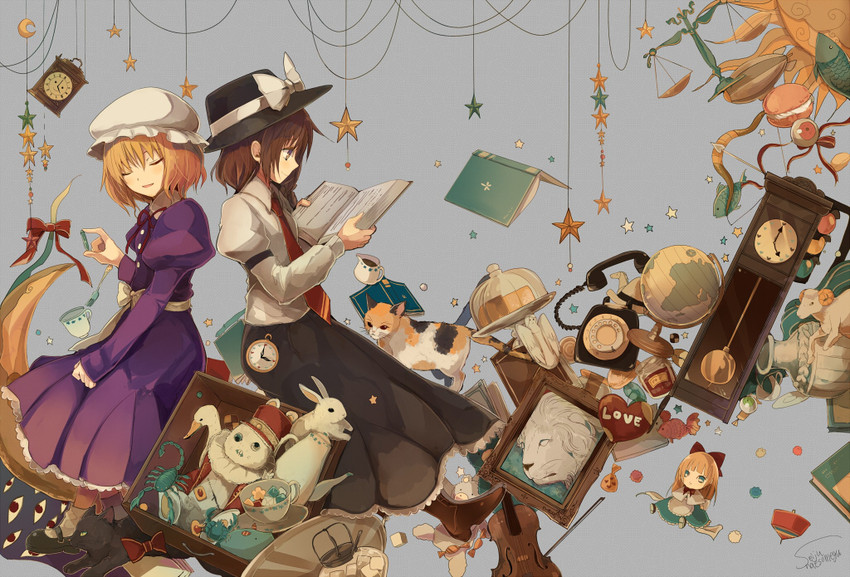 usami renko, shanghai doll, and maribel hearn (touhou) drawn by seiju_natsumegu