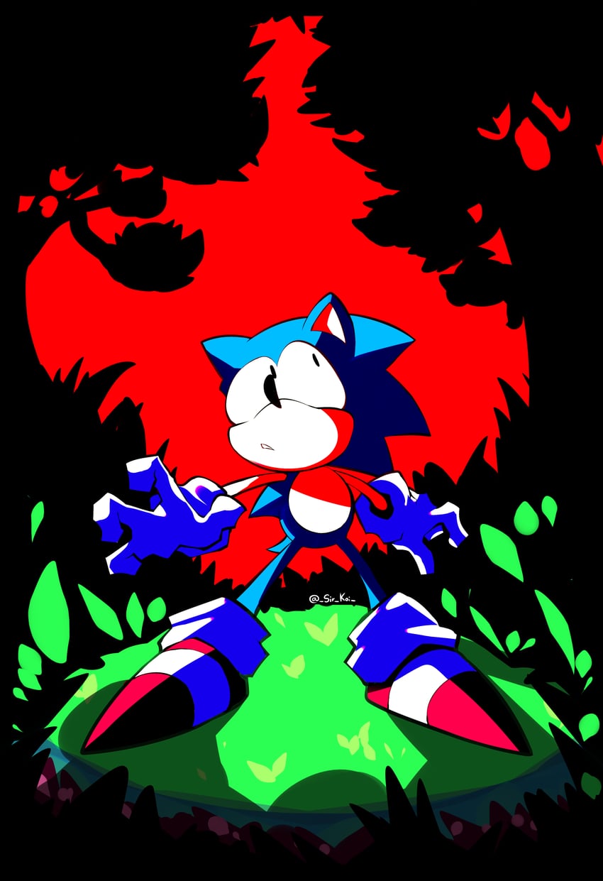 sonic the hedgehog and classic sonic (sonic and 1 more) drawn by sir_koi