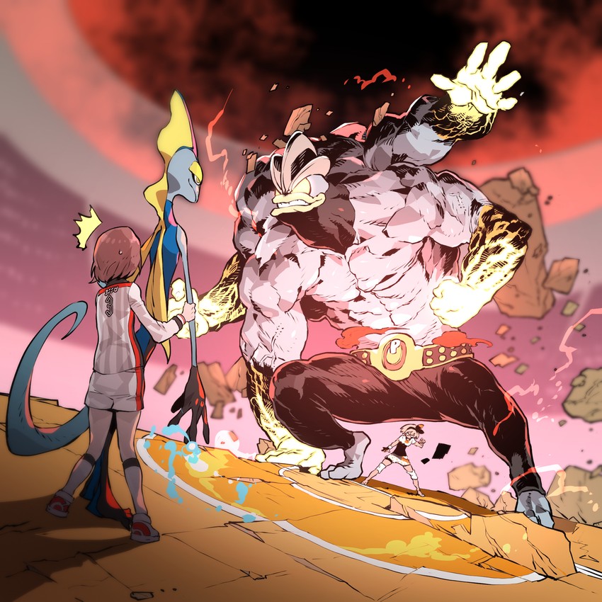 gloria, bea, inteleon, machamp, and gigantamax machamp (pokemon and 1 more) drawn by ssambatea