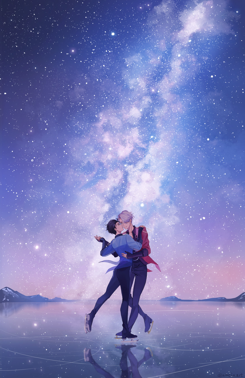 katsuki yuuri and viktor nikiforov (yuri!!! on ice) drawn by ameli-ya