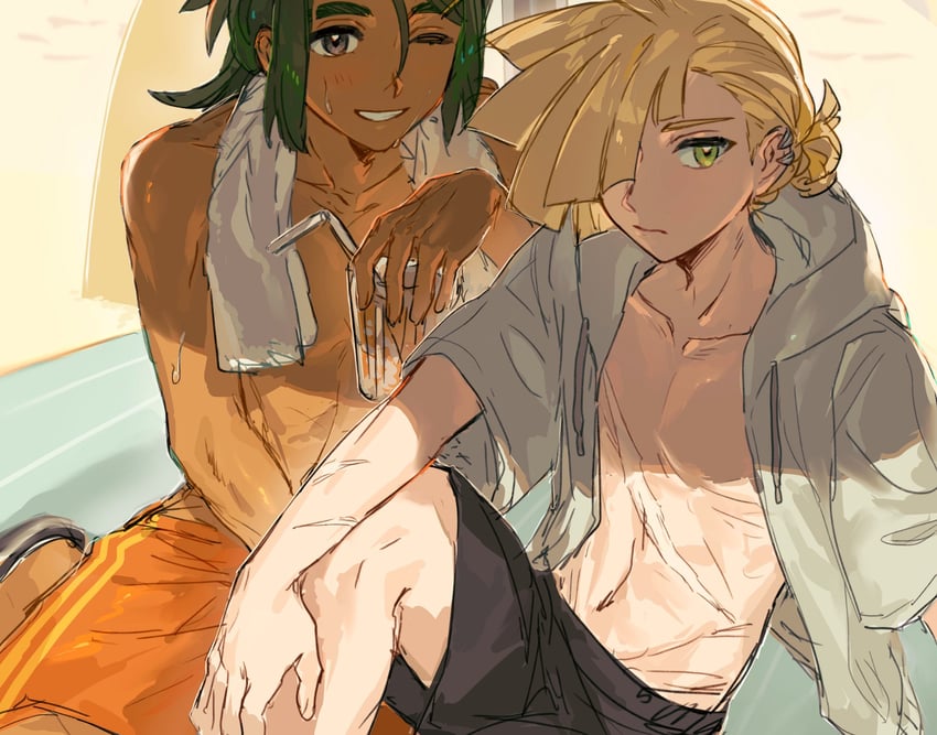 gladion and hau (pokemon and 1 more) drawn by fua1heyvot4ifsr