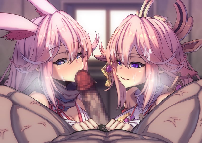 yae miko, yae sakura, and sakura ayane (genshin impact and 3 more) drawn by lao_meng