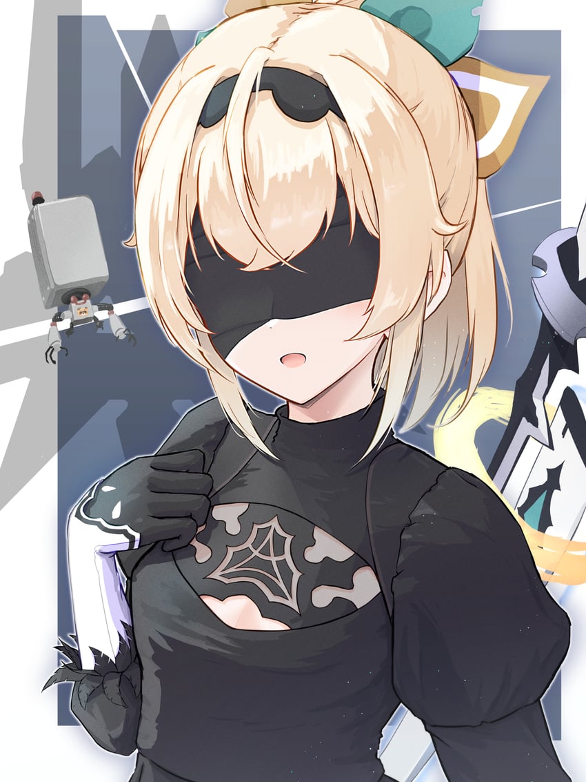 2b, kazama iroha, and pod (hololive and 2 more) drawn by yasei_no_nora