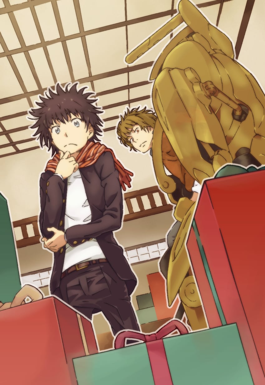 kamijou touma and hamazura shiage (toaru majutsu no index and 1 more) drawn by gazing_eye and haimura_kiyotaka