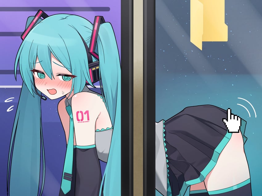hatsune miku (vocaloid and 1 more) drawn by hiroikara_(smhong04)
