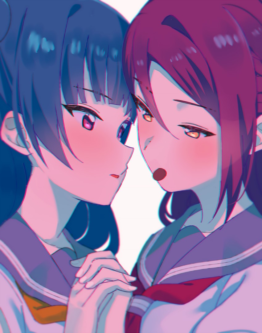 tsushima yoshiko and sakurauchi riko (love live! and 1 more) drawn by sellel