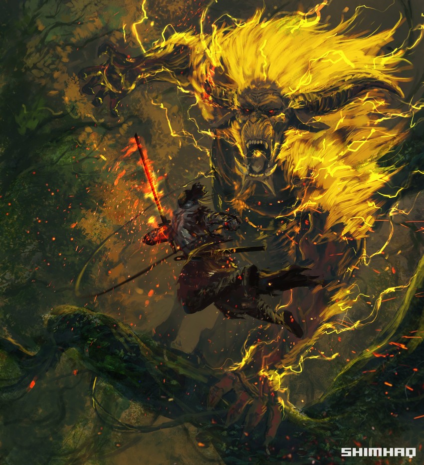 sekiro and rajang (monster hunter and 2 more) drawn by shimhaq
