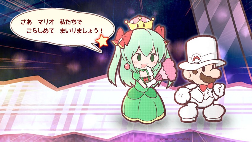 mario, paper mario, and princess bow (mario and 4 more) drawn by yurume_atsushi