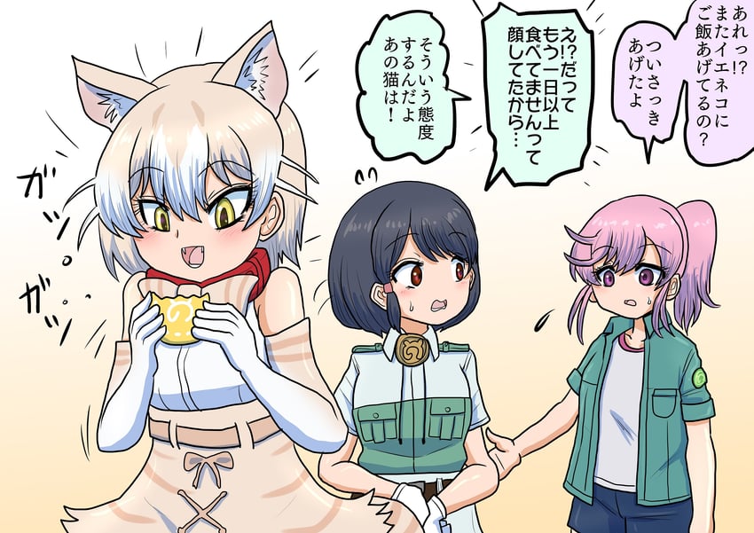 captain, nana, and cat (kemono friends and 1 more) drawn by shinkaisoku
