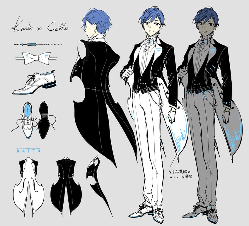 kaito (vocaloid and 1 more) drawn by rella
