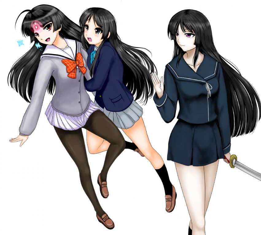 akiyama mio, isayama yomi, and mizushiro kanon (k-on! and 4 more) drawn by yamasuke_mk2