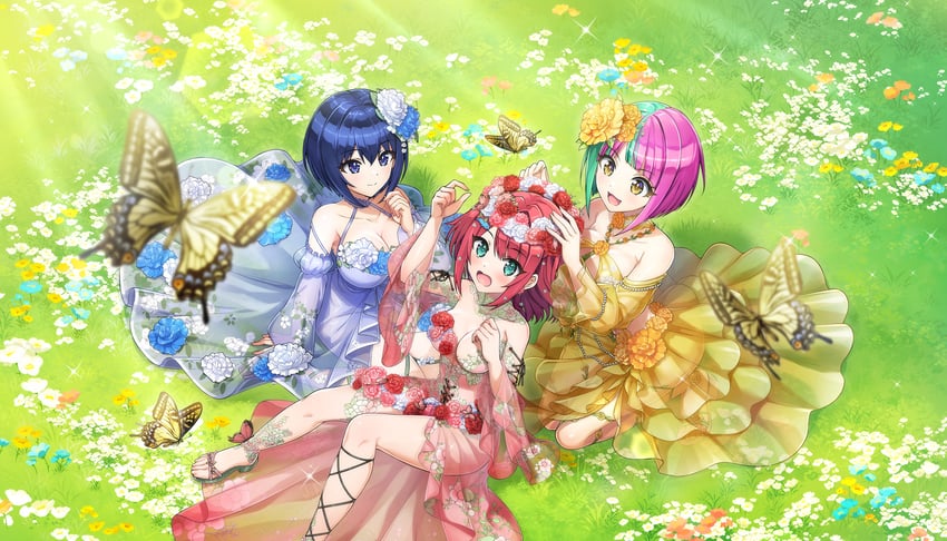 tojou michiru, helly lewis, and sakimiya kohari (dolphin wave) drawn by ootomo_takuji