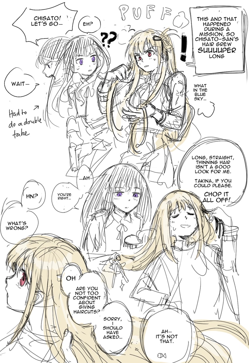 nishikigi chisato and inoue takina (lycoris recoil) drawn by koyomania