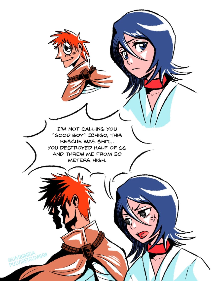 kuchiki rukia and kurosaki ichigo (bleach) drawn by umbra_(edits_umbra)