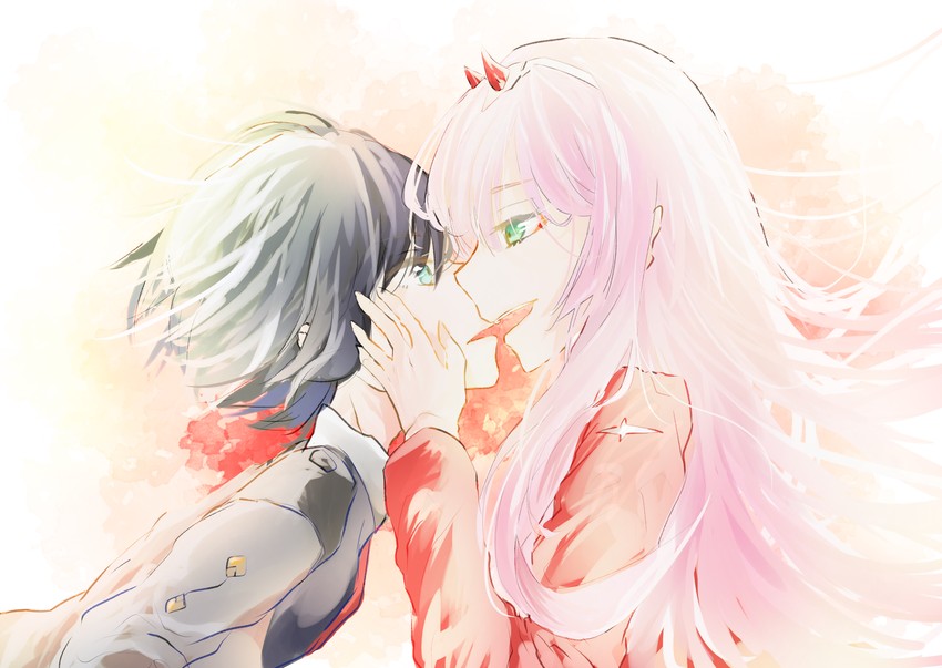 zero two and hiro (darling in the franxx) drawn by uvph3438