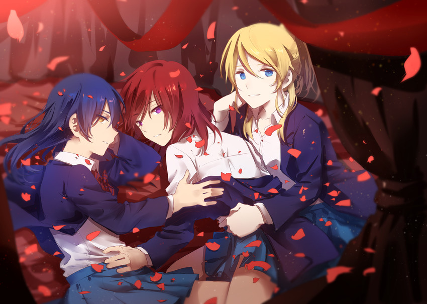 nishikino maki, sonoda umi, and ayase eli (love live! and 1 more) drawn by walluka