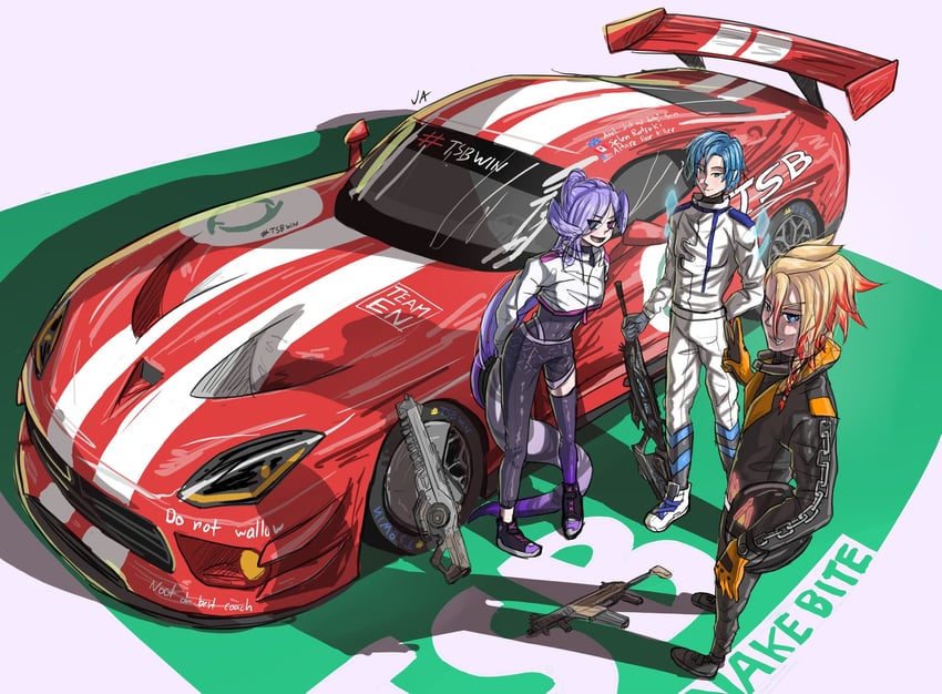 selen tatsuki, regis altare, and axel syrios (nijisanji and 4 more) drawn by justuskuro