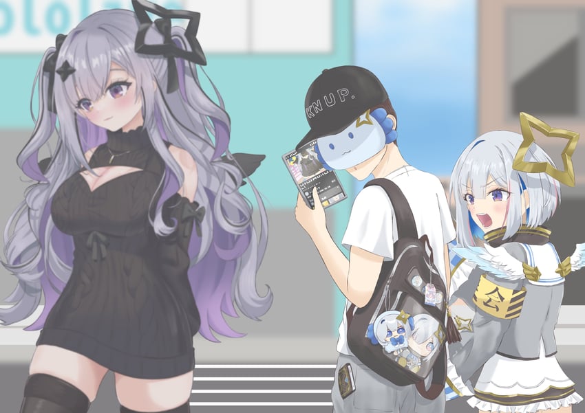 amane kanata, amane konata, and upao (hololive) drawn by baweu00