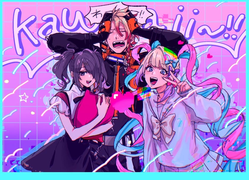 chouzetsusaikawa tenshi-chan, ame-chan, and axel syrios (holostars and 2 more) drawn by yoshizuka_mayako