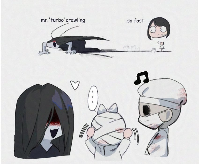 heroine, mr. crawling, and ms. nurse (homicipher) drawn by sqshysiin