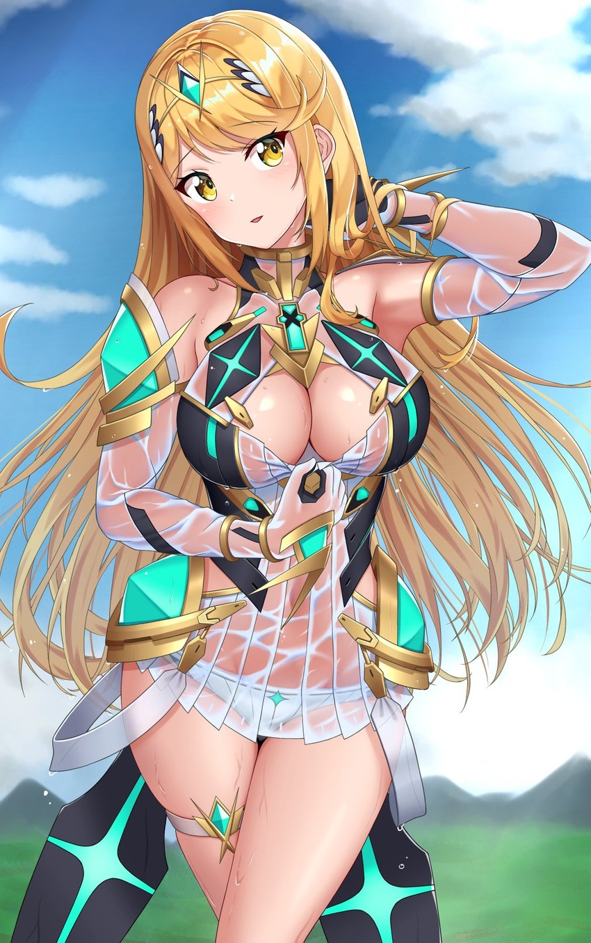 mythra (xenoblade chronicles and 1 more) drawn by nemunemu_semi