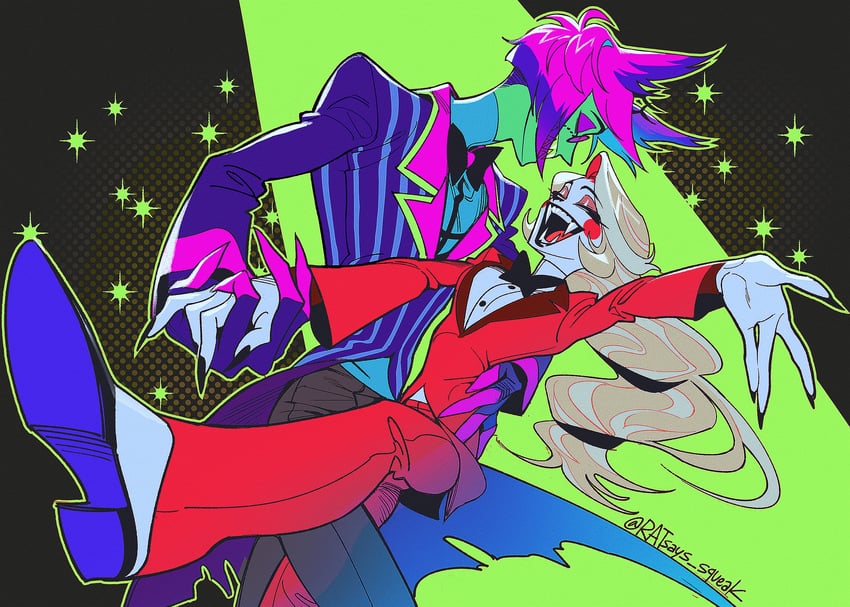 charlie morningstar and alastor (hazbin hotel) drawn by ratsays_squeak