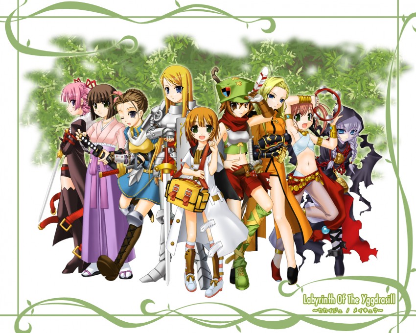 curse maker, bushidou, curse maker 2, medic, paladin, and 13 more (sekaiju no meikyuu and 1 more) drawn by mizuna_(water_emp-tei)